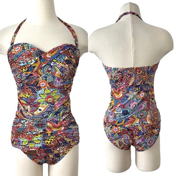 Bleu Rod Beattie 2Pc Twisted Tankini Swim Top and Bottom Multicolor Paisley 6 - Picture 1 of 11